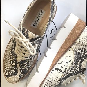 Steve Madden Snake Print Oxfords Shoes Cork Wedge